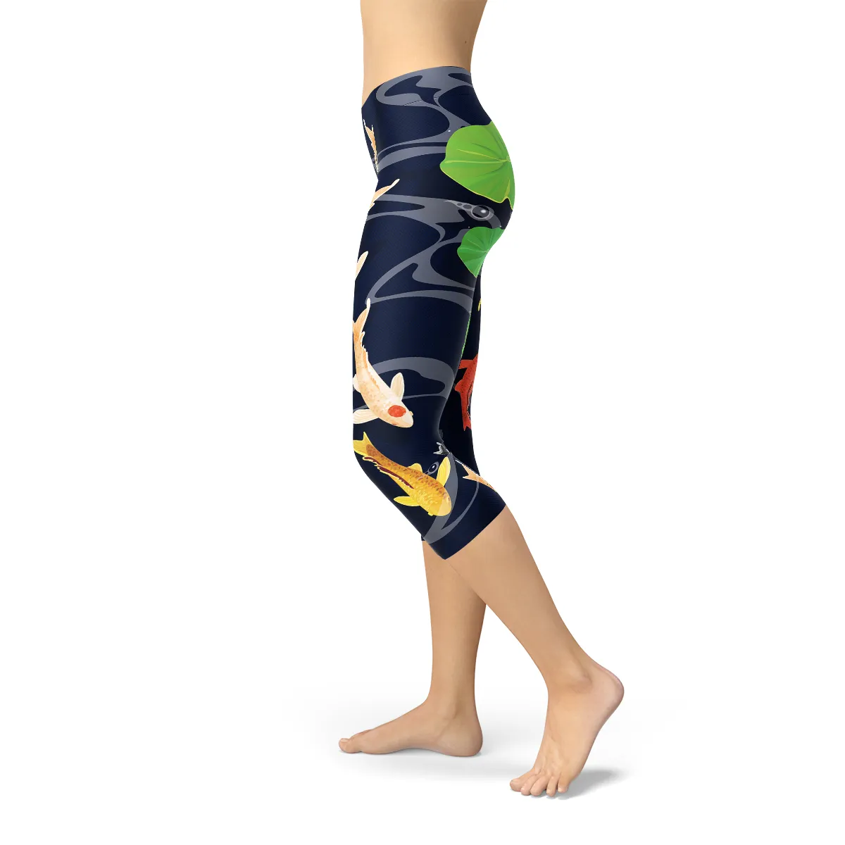 Artistic Koi Pond Design Women's Capri Fitness Leggings