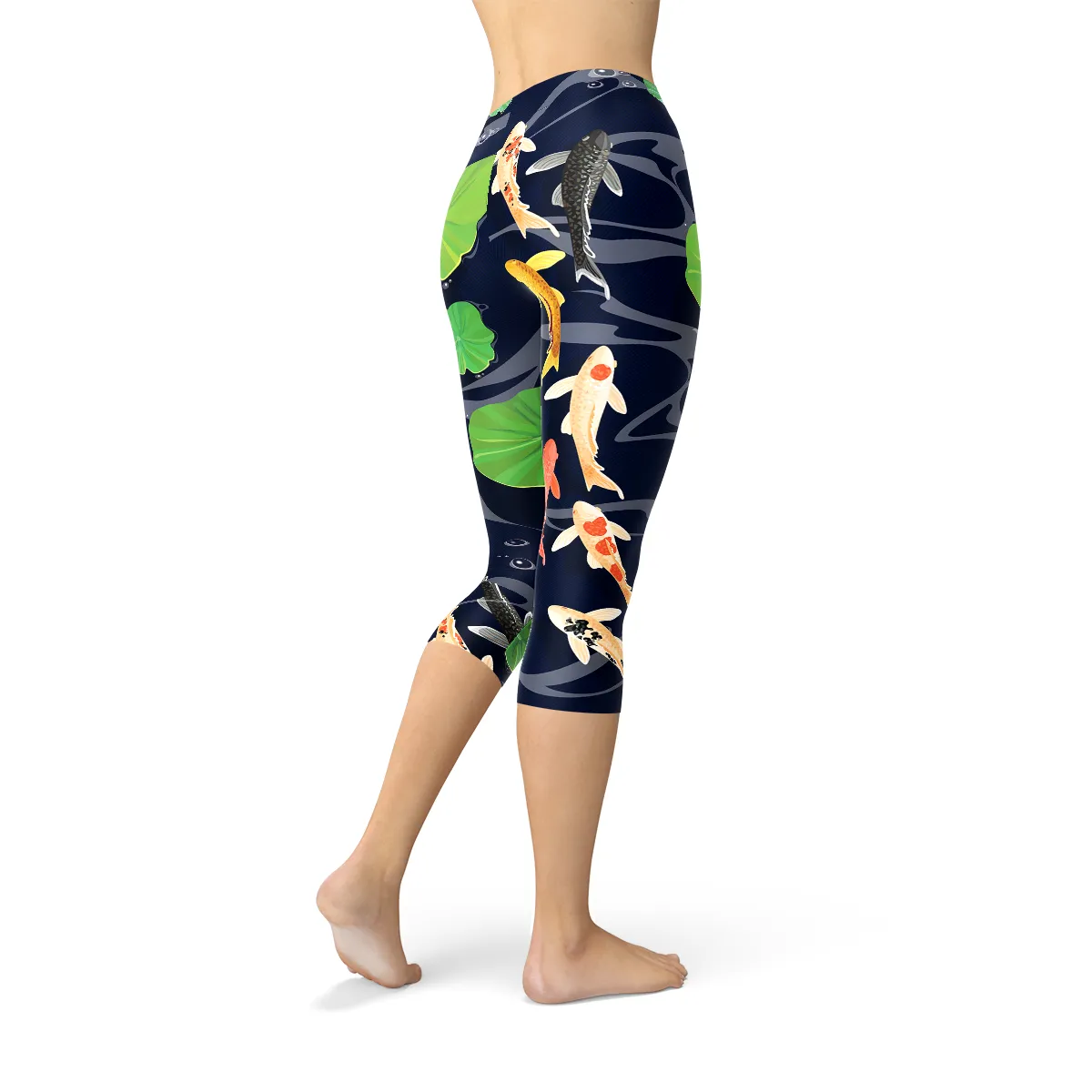 Artistic Koi Pond Design Women's Capri Fitness Leggings