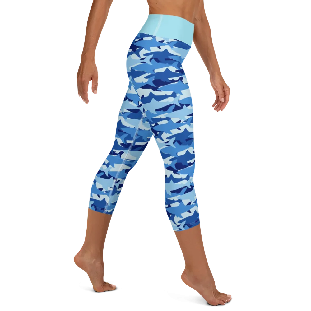 Blue Shark Collage Capri Leggings