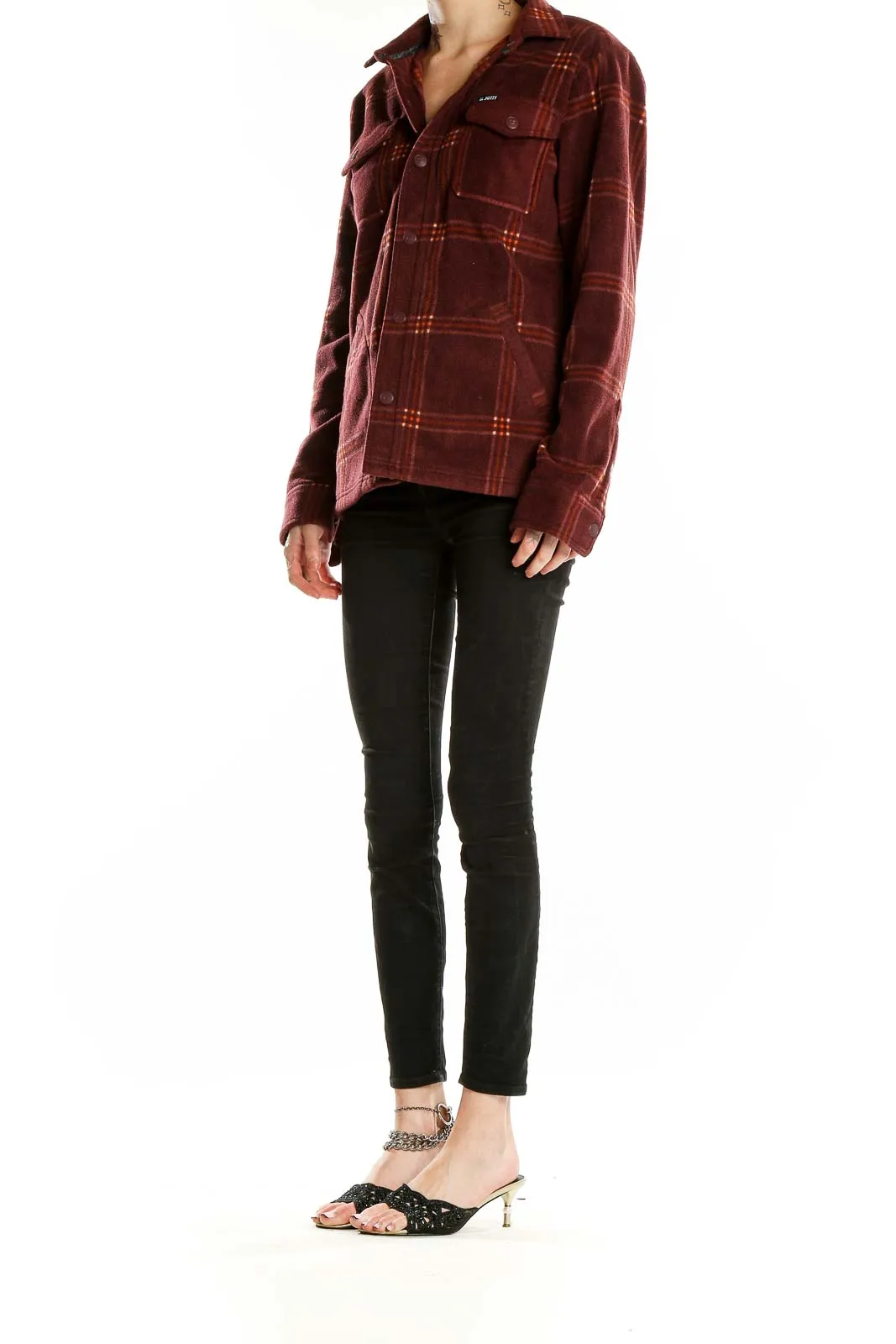 Burgundy Plaid Recycled Polyester Jacket