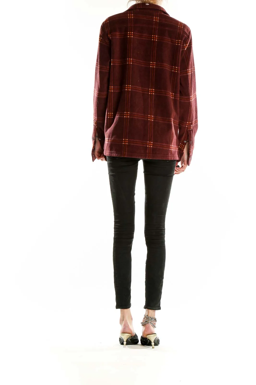 Burgundy Plaid Recycled Polyester Jacket