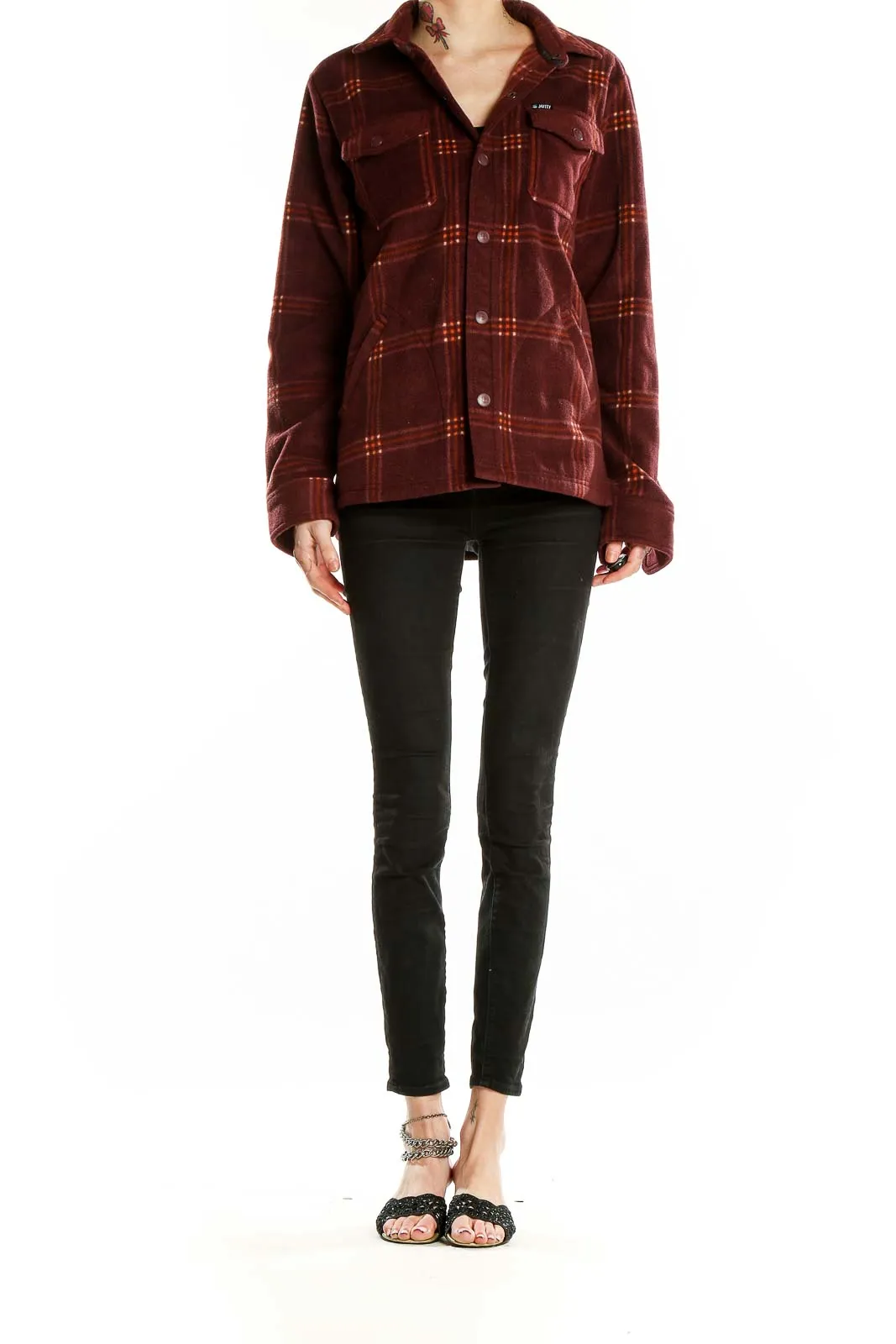 Burgundy Plaid Recycled Polyester Jacket