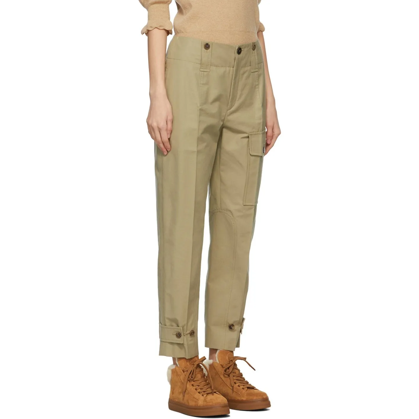ChloÃ© Khaki Canvas Cargo Trousers