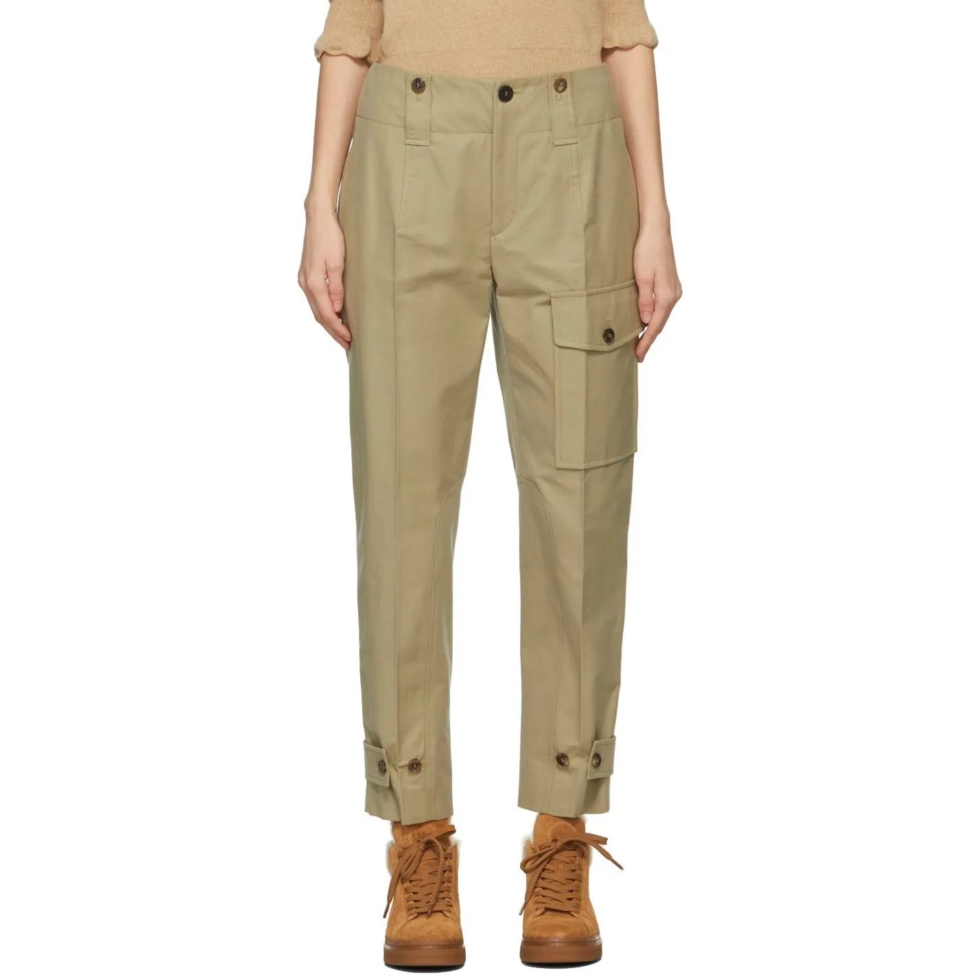 ChloÃ© Khaki Canvas Cargo Trousers