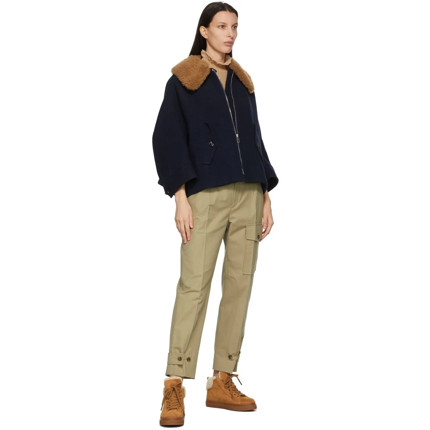 ChloÃ© Khaki Canvas Cargo Trousers