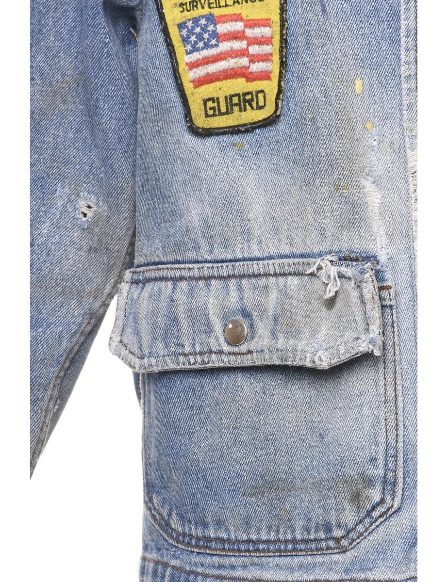 Fiorucci Button Front Vintage Denim Racing Jacket - M