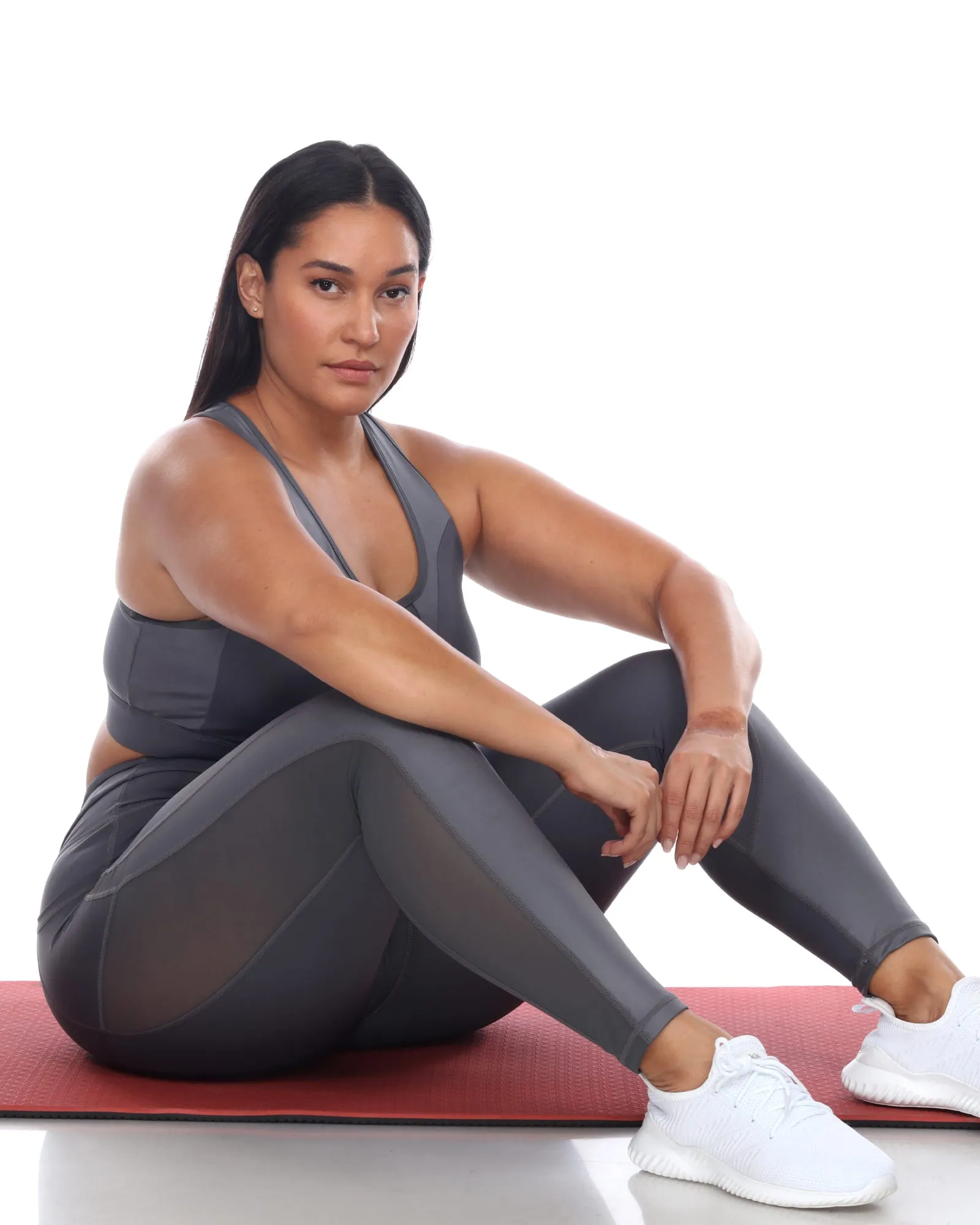 High-Waist Mesh Fitness Leggings | Charcoal