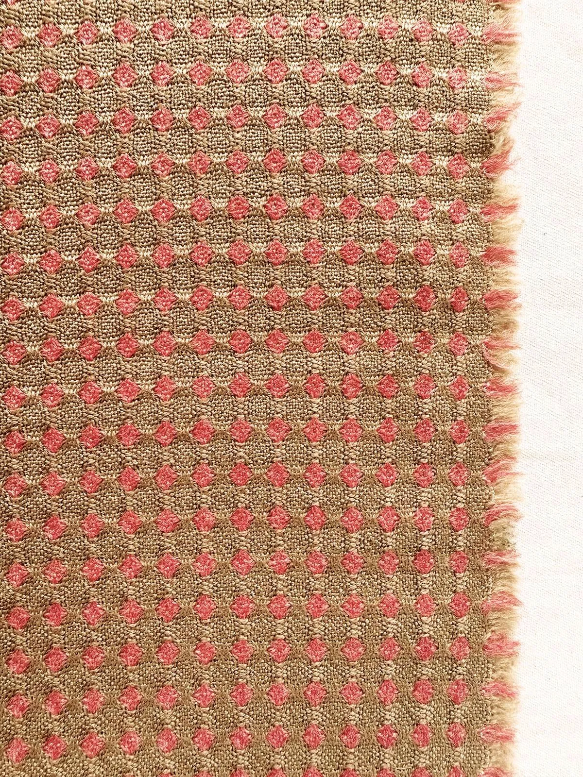 Italian Soft Diamond Dot Weave Woolen in Camel/Salmon