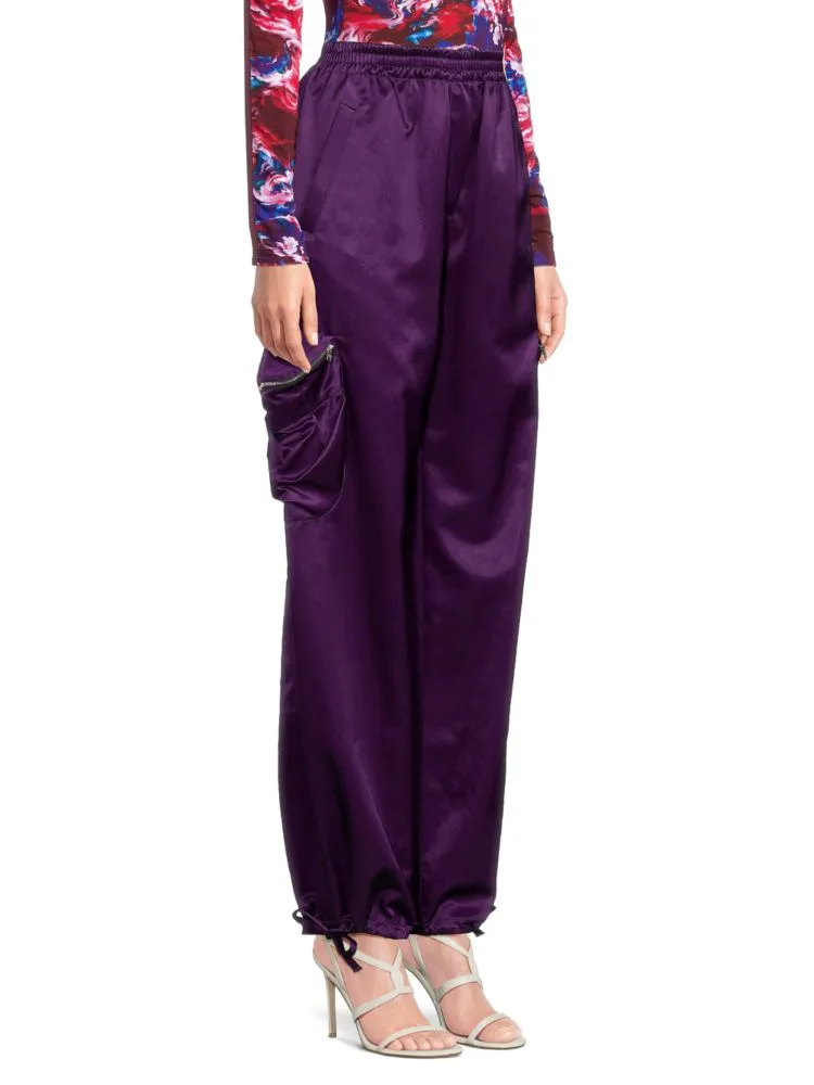 Kenzo Satin Cargo Pants, Prune