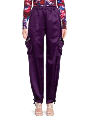 Kenzo Satin Cargo Pants, Prune