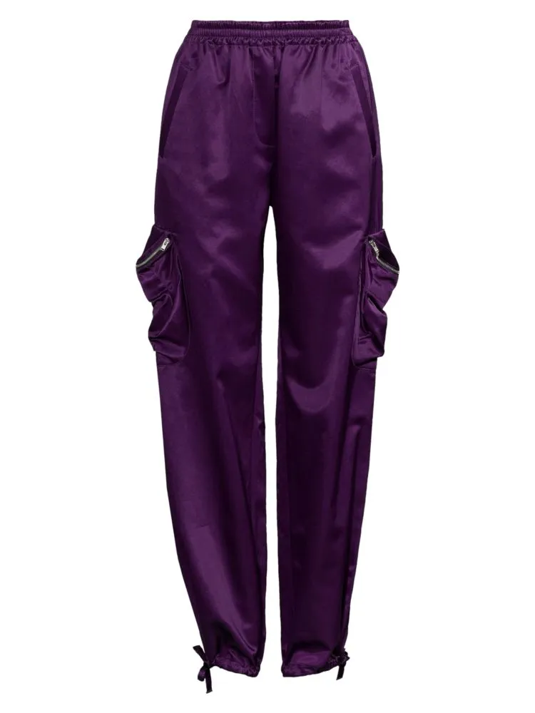 Kenzo Satin Cargo Pants, Prune