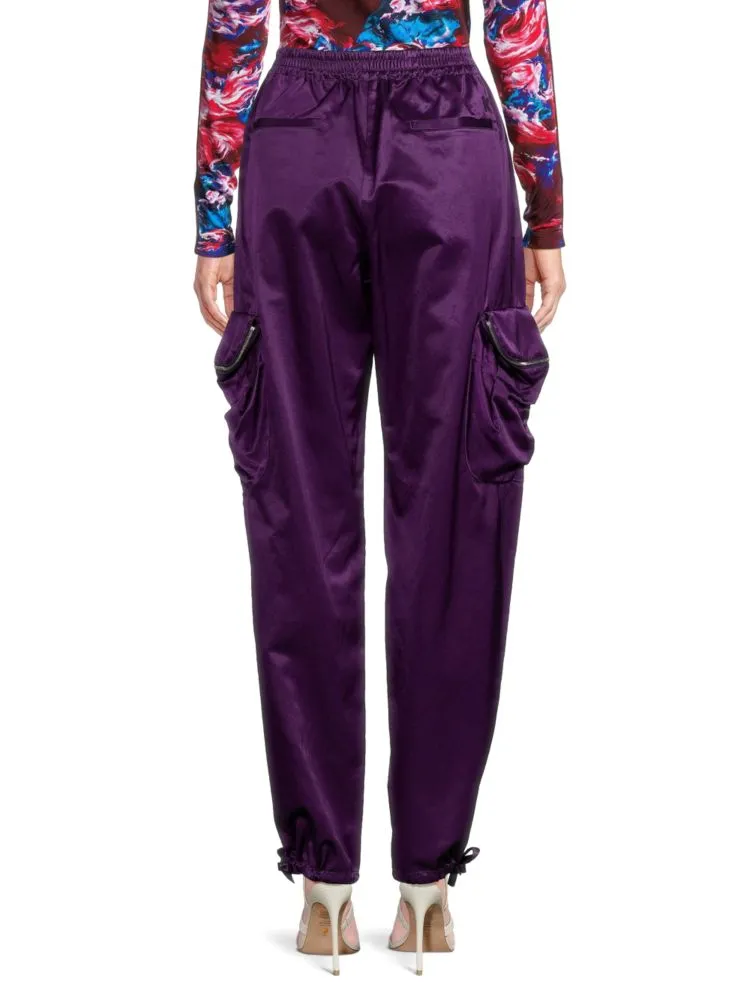 Kenzo Satin Cargo Pants, Prune