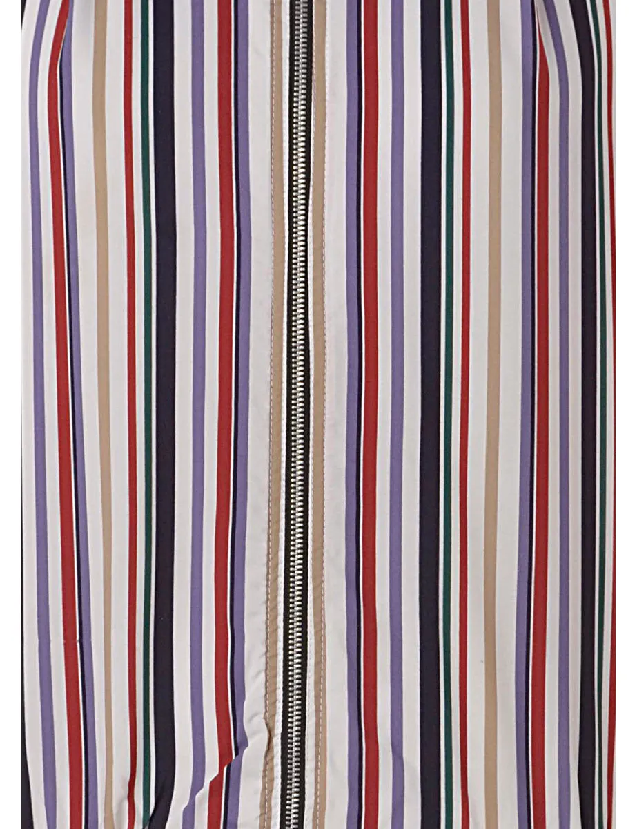 Label Striped Blouse Bomber