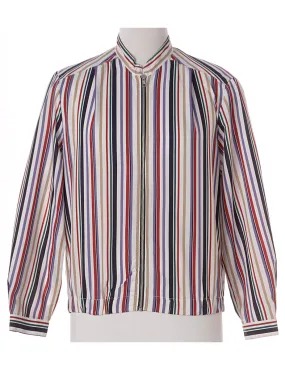 Label Striped Blouse Bomber