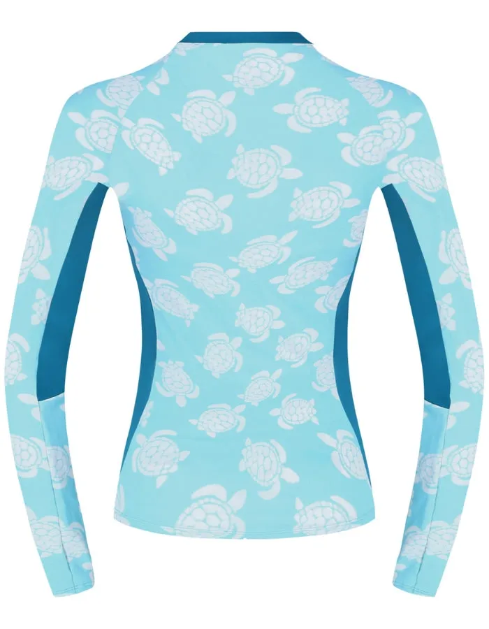 Maldives Blue Turtle Womens Rash Guard