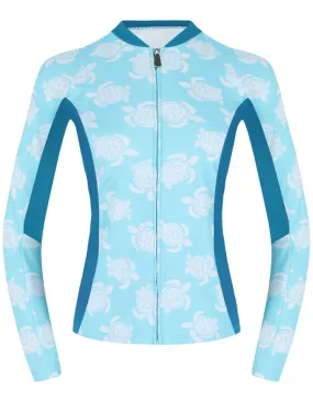 Maldives Blue Turtle Womens Rash Guard