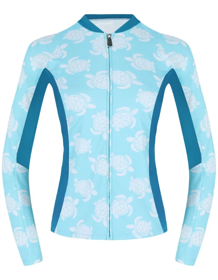 Maldives Blue Turtle Womens Rash Guard