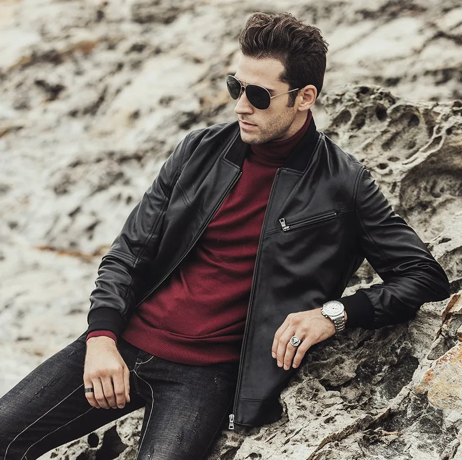 Mens Black Leather Jackets in USA, Motorcycle Leather Jacket