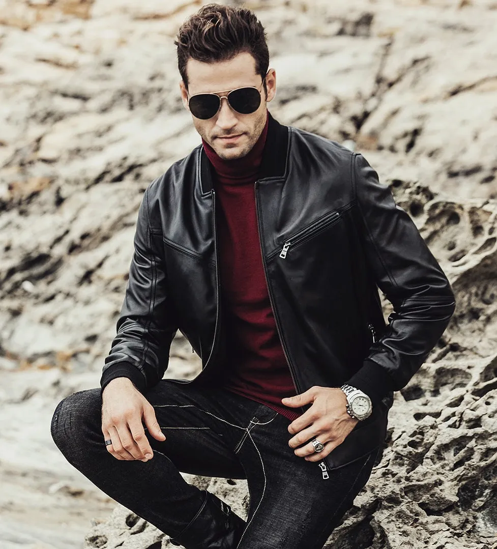 Mens Black Leather Jackets in USA, Motorcycle Leather Jacket