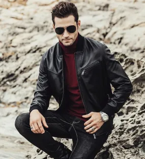 Mens Black Leather Jackets in USA, Motorcycle Leather Jacket