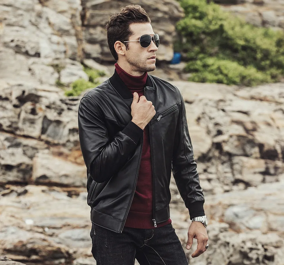 Mens Black Leather Jackets in USA, Motorcycle Leather Jacket