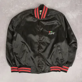 MEN'S VINTAGE 1980S CF SAFETY VARSITY BOMBER JACKET - LARGE
