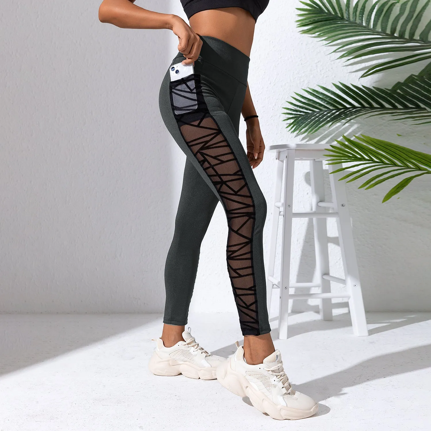 Mesh Stitching Yoga Pants