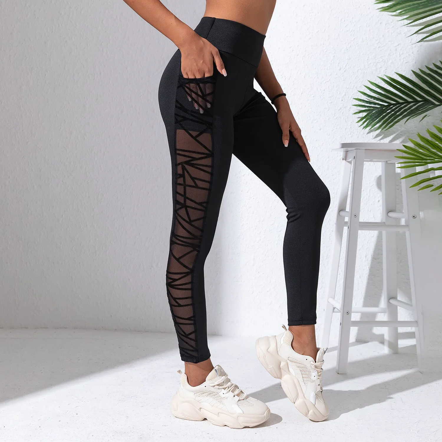 Mesh Stitching Yoga Pants