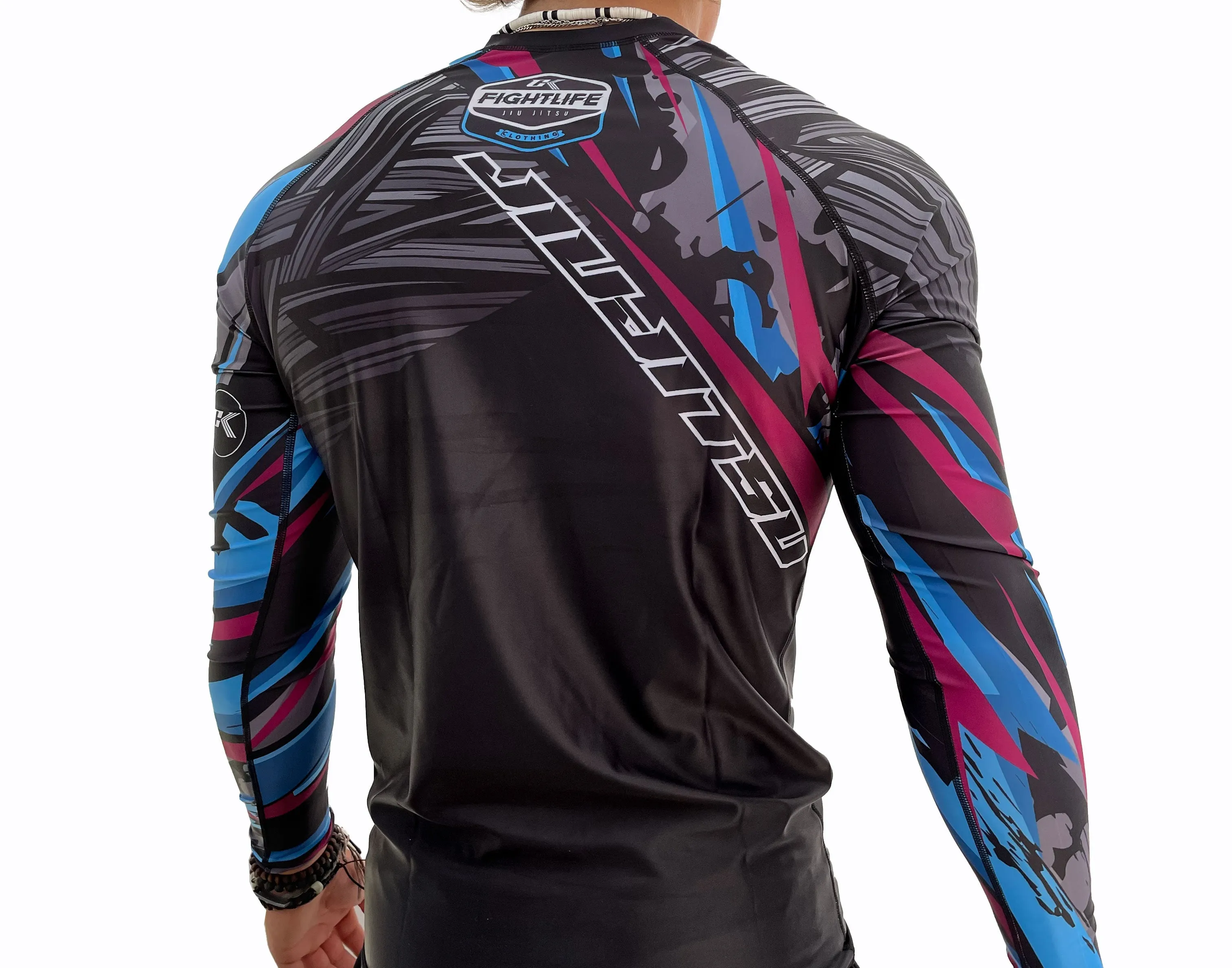 NEW! CK AMETHYST RASHGUARD ADULT BLACK RED/BLUE