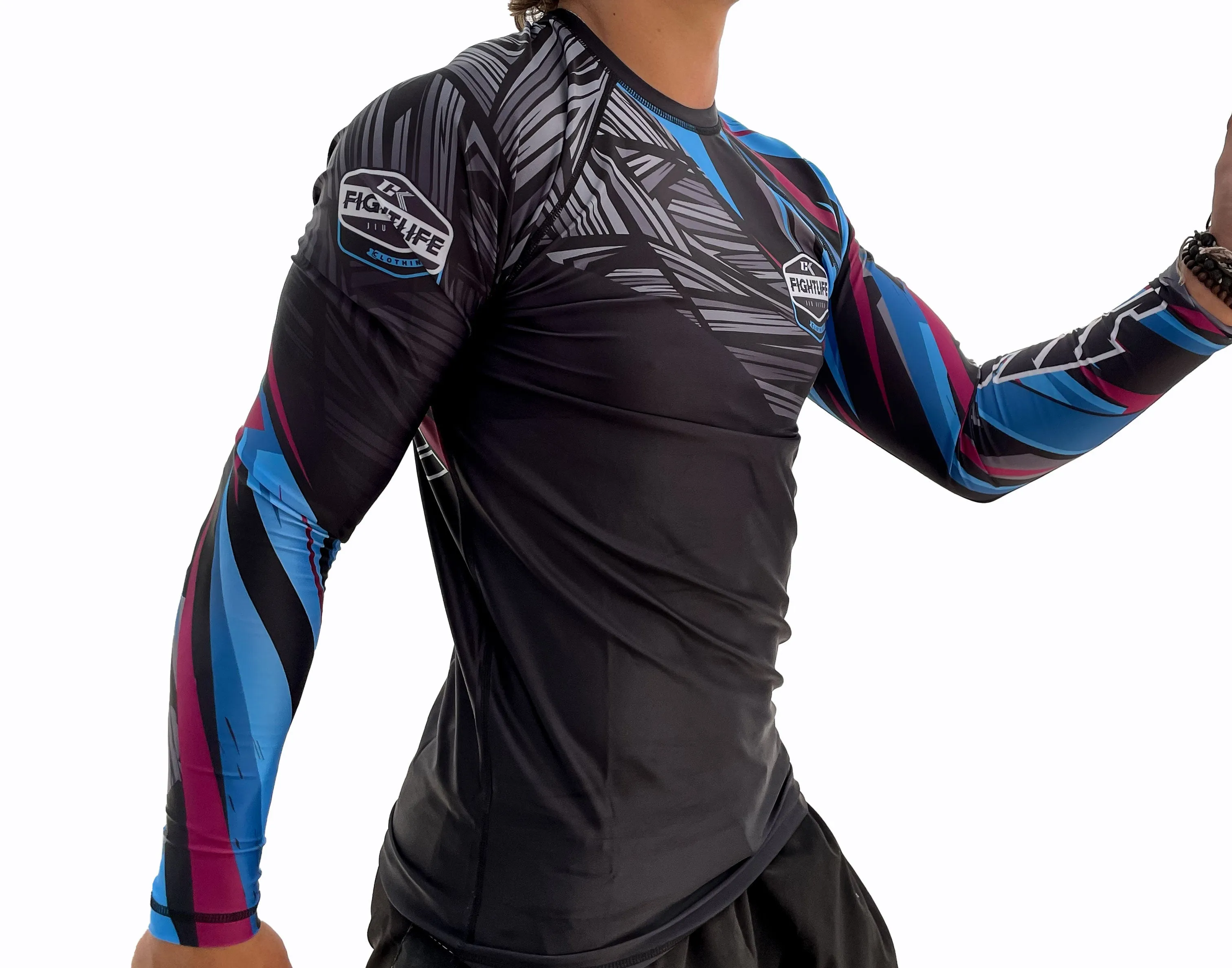 NEW! CK AMETHYST RASHGUARD ADULT BLACK RED/BLUE