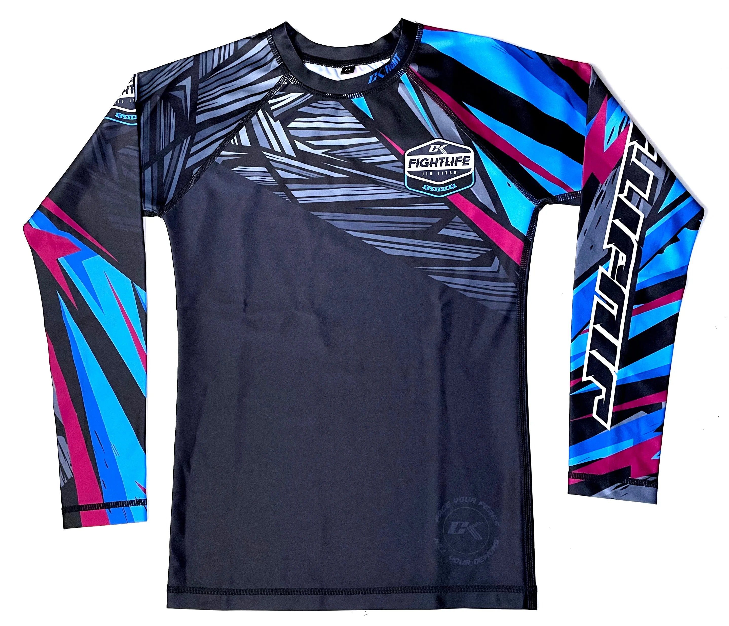 NEW! CK AMETHYST RASHGUARD ADULT BLACK RED/BLUE