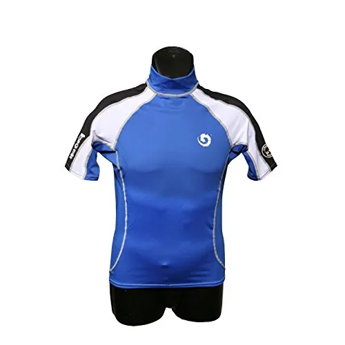 New Mens Anti-UV Short Sleeve Rash Guard (Medium) for Scuba Diving, Snorkeling, Swimming & Surfing - Royal Blue