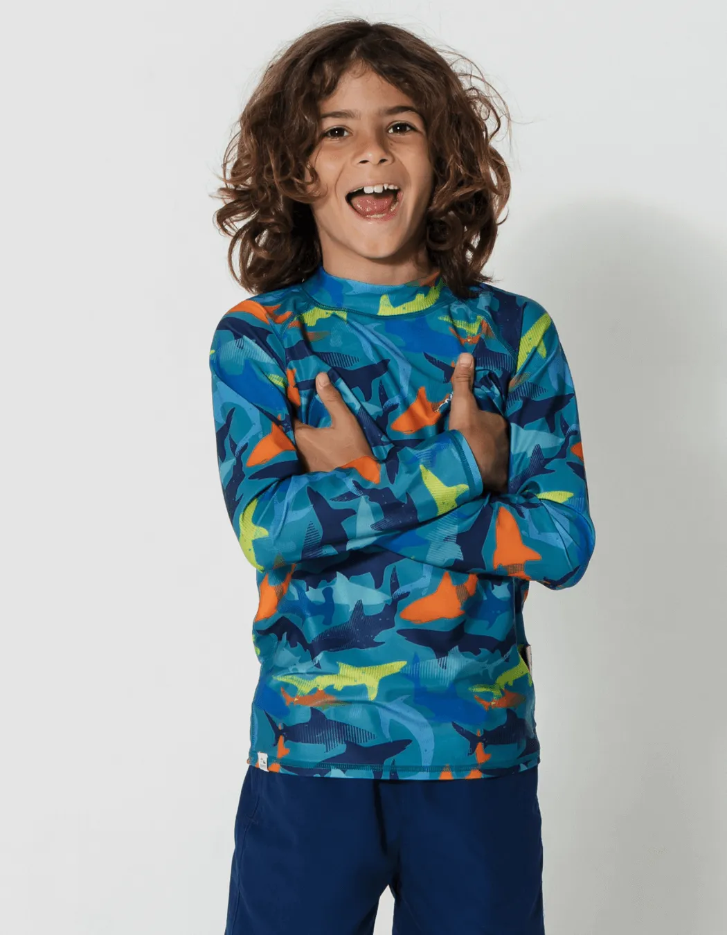 Orange Shark Rash Guard