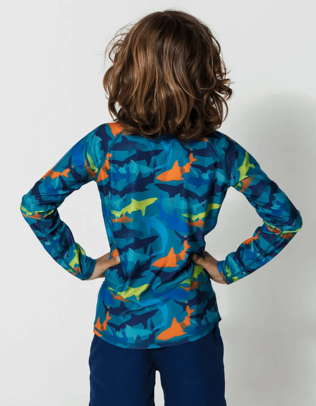 Orange Shark Rash Guard