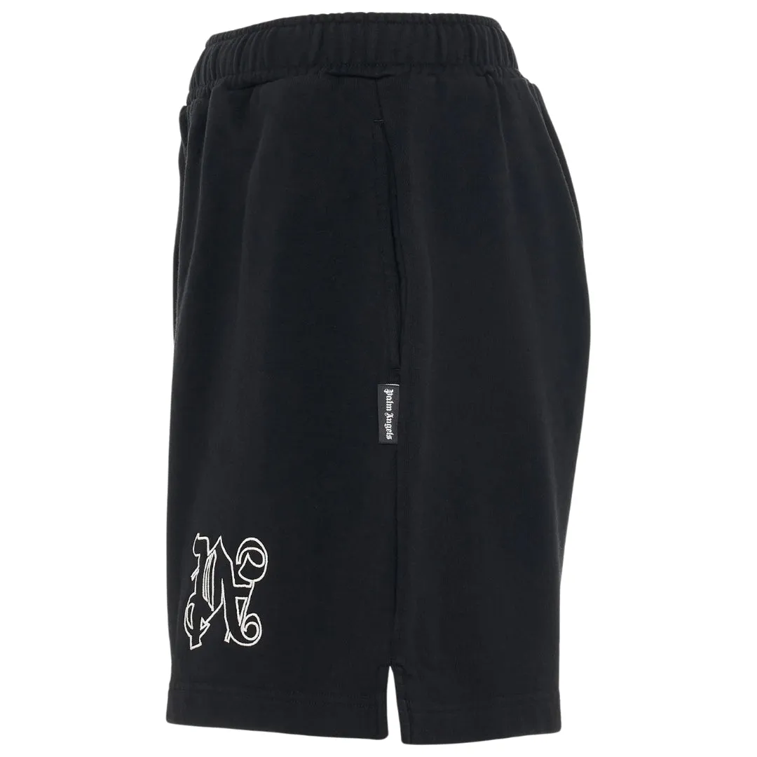 Palm Angels Monogram Statement Black Sweat Shorts