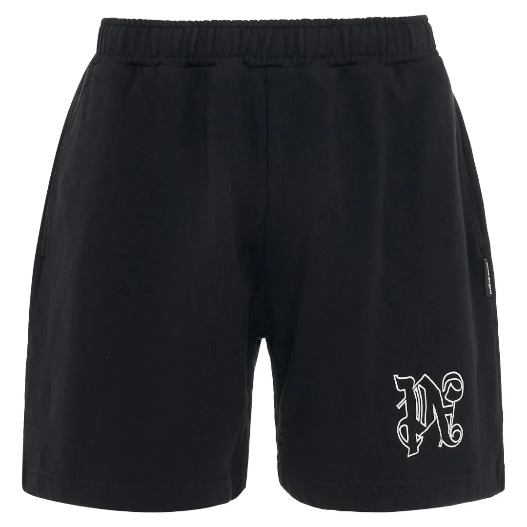 Palm Angels Monogram Statement Black Sweat Shorts