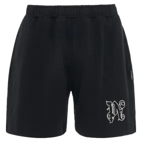 Palm Angels Monogram Statement Black Sweat Shorts