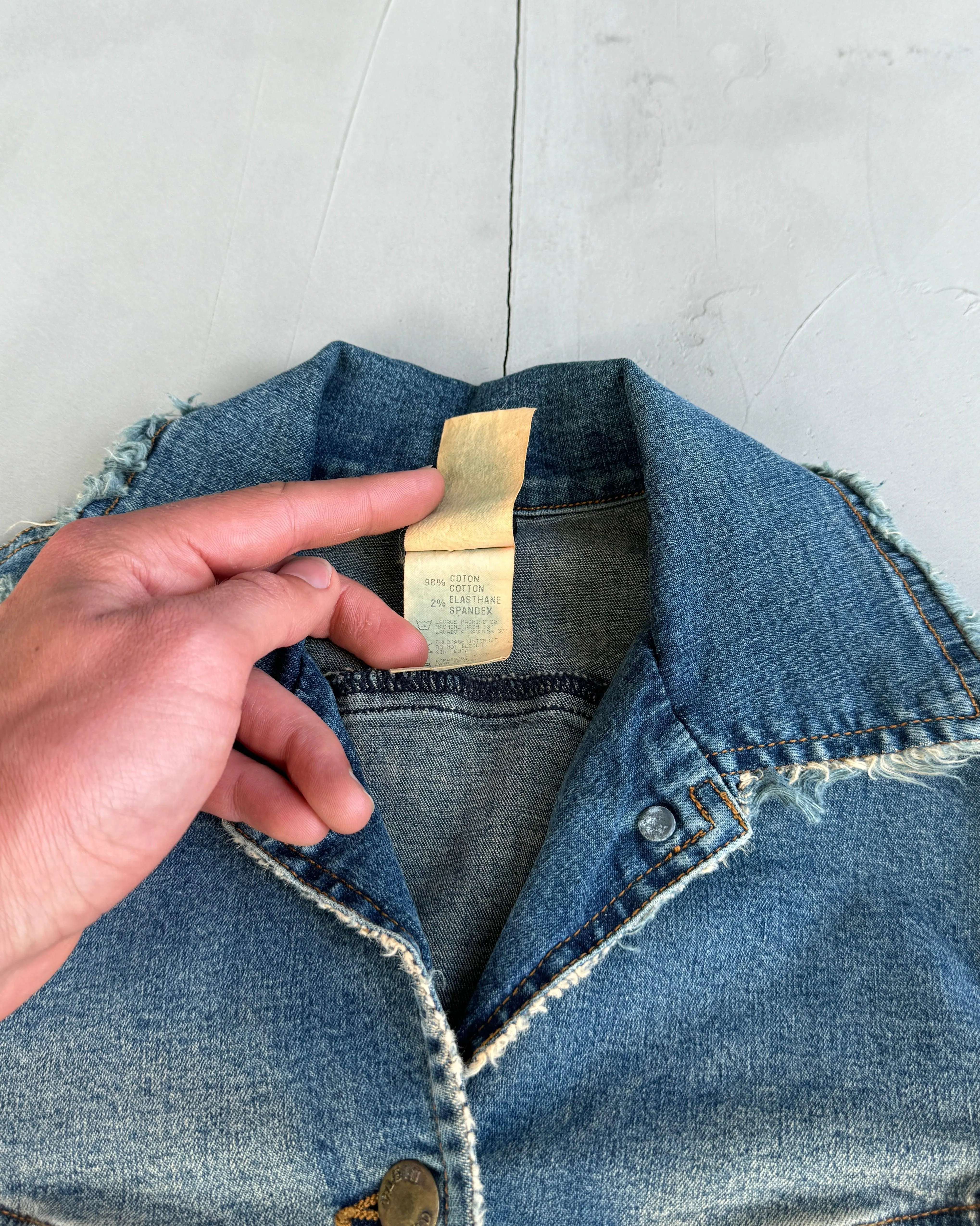 PLEIN SUD DISTRESSED DENIM JACKET - XS