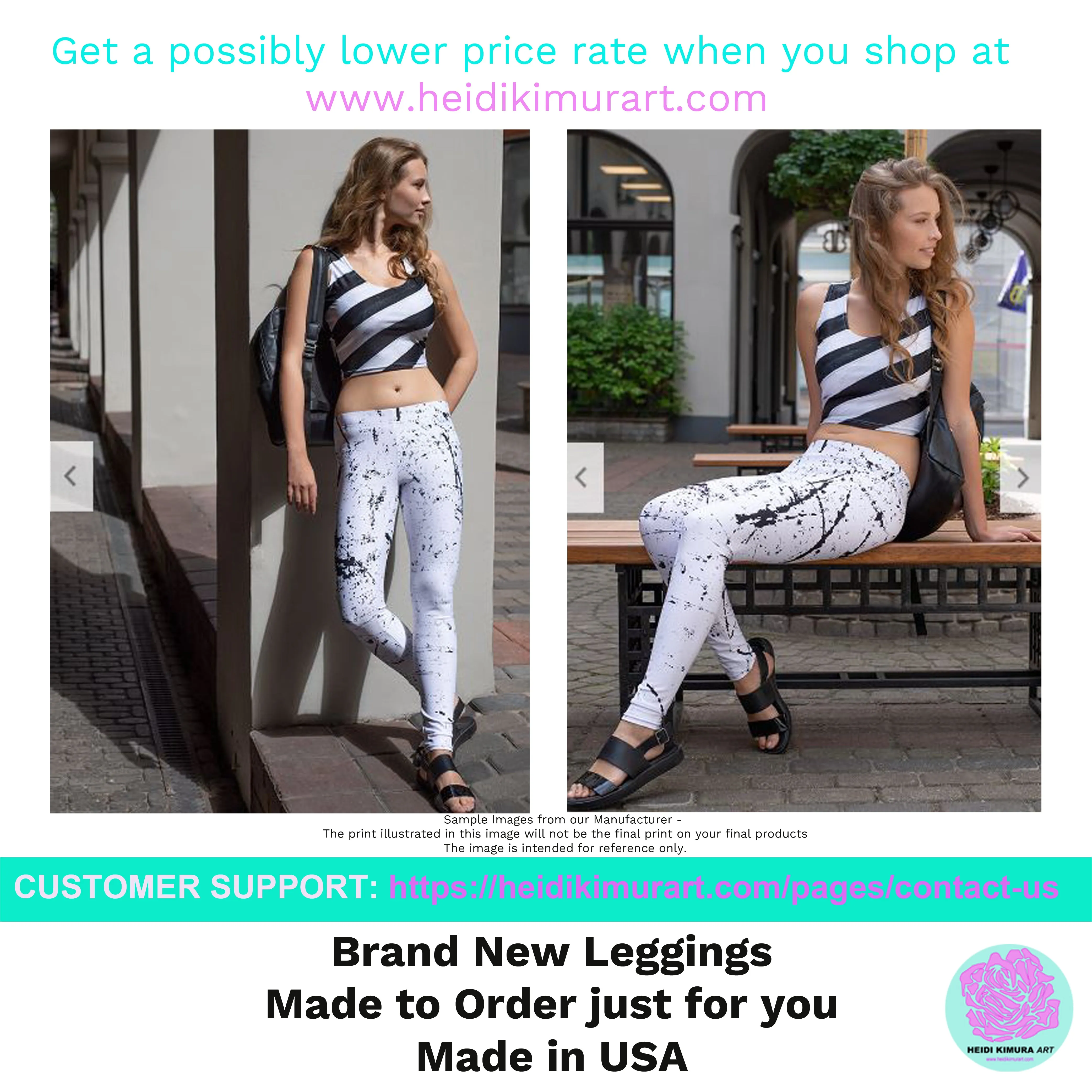 Purple Flower Yoga Capri Leggings, Blue Vintage Style Women's Capris Tights-Made in USA/EU/MX