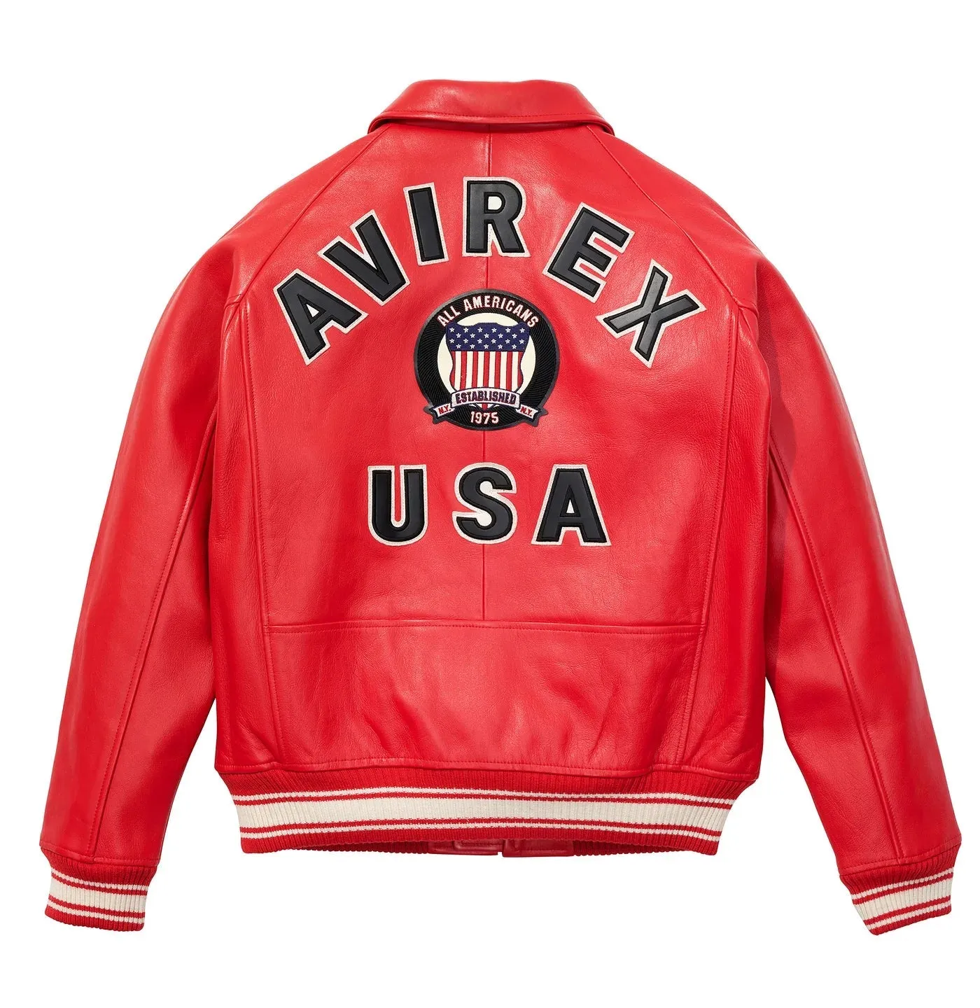 Red Avirex Icon Leather Jacket