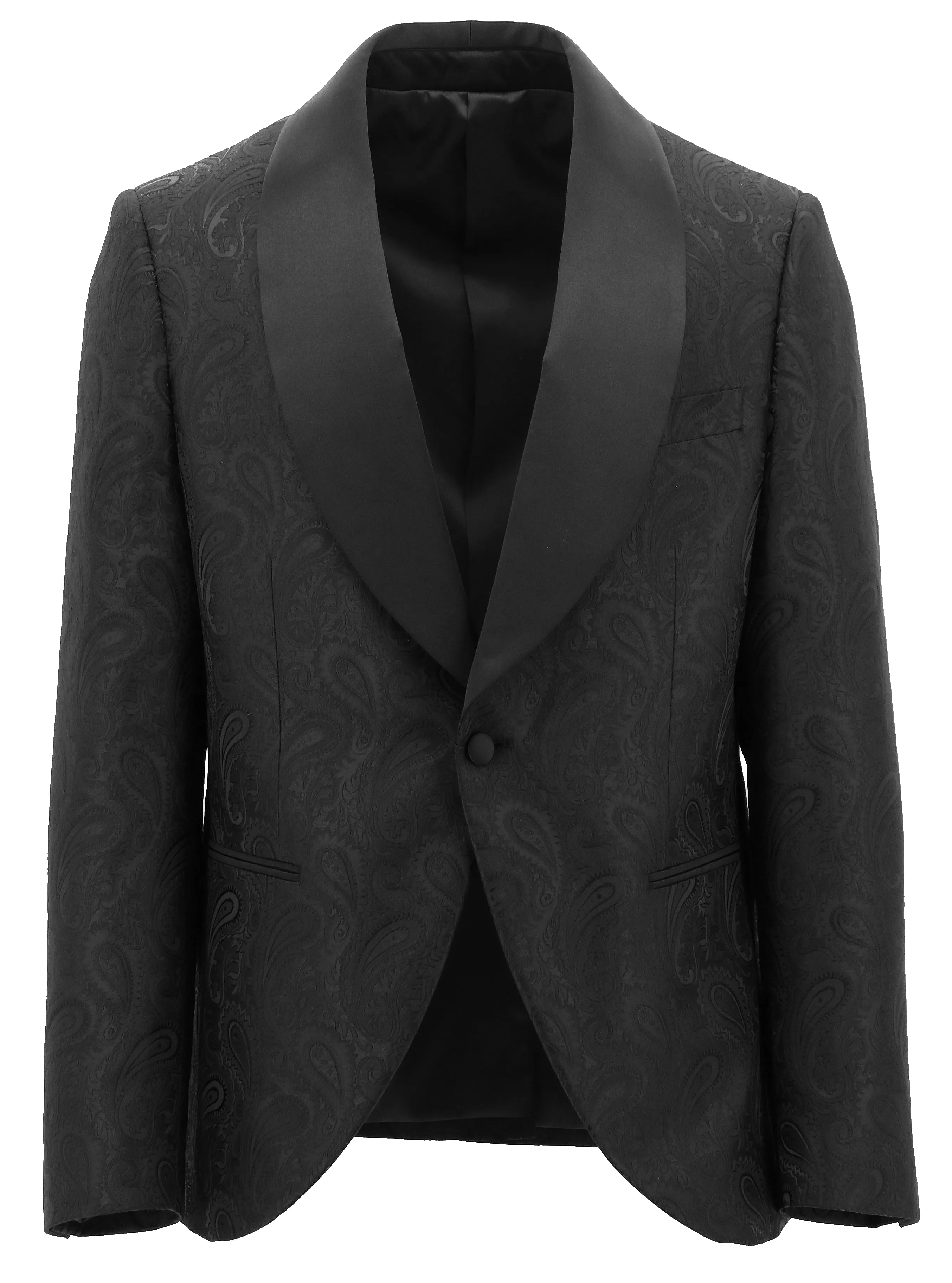 Shawl Black Paisley Print Dinner Jacket