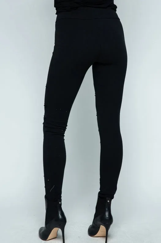 Solid Mesh Paneled Leggings (Black)