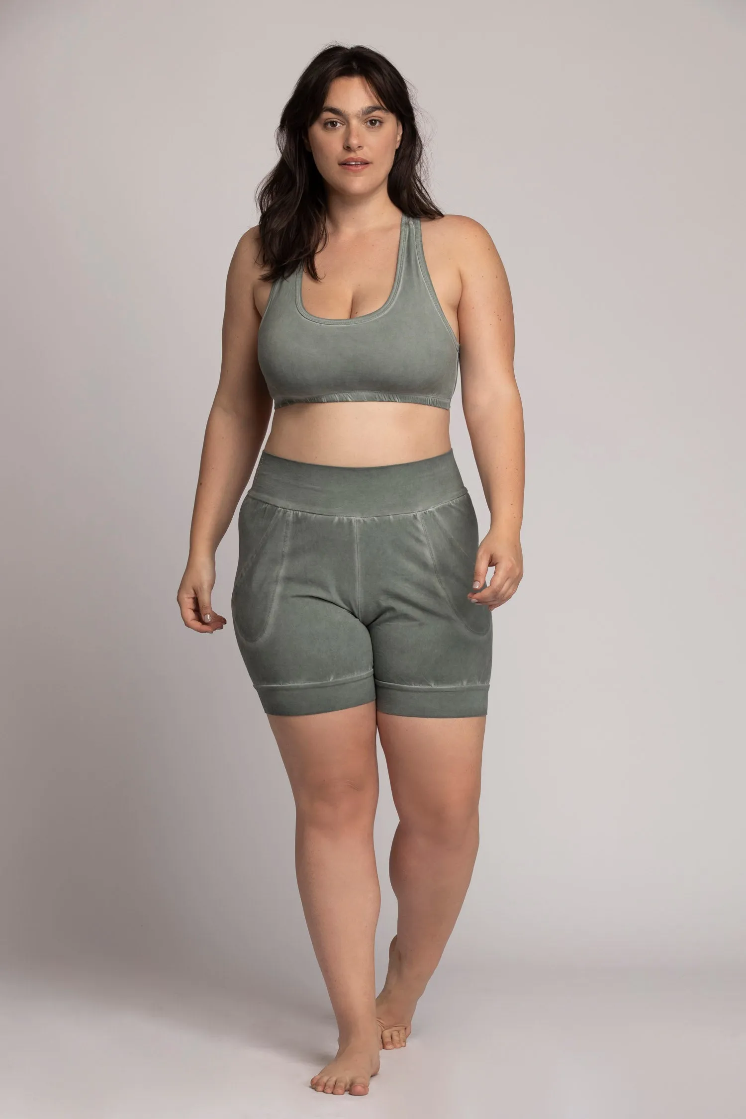 Stonewash Slouchy Yoga Shorts