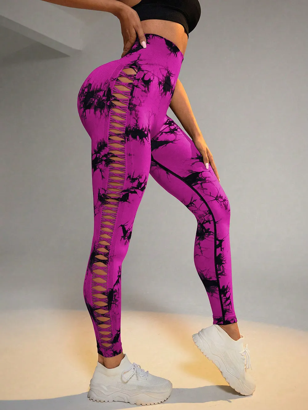 Tie Dye Cutout Yoga Pants