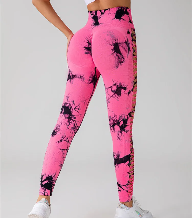 Tie Dye Cutout Yoga Pants
