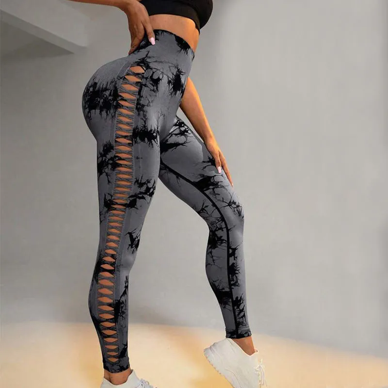 Tie Dye Cutout Yoga Pants