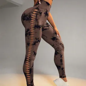 Tie Dye Cutout Yoga Pants