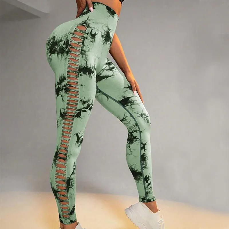 Tie Dye Cutout Yoga Pants