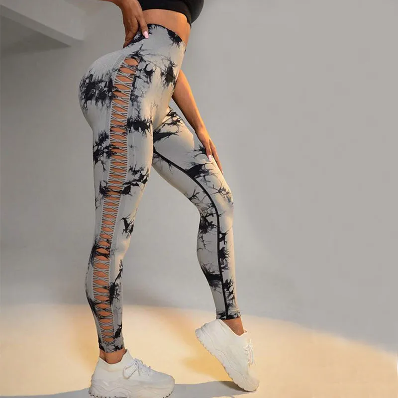 Tie Dye Cutout Yoga Pants