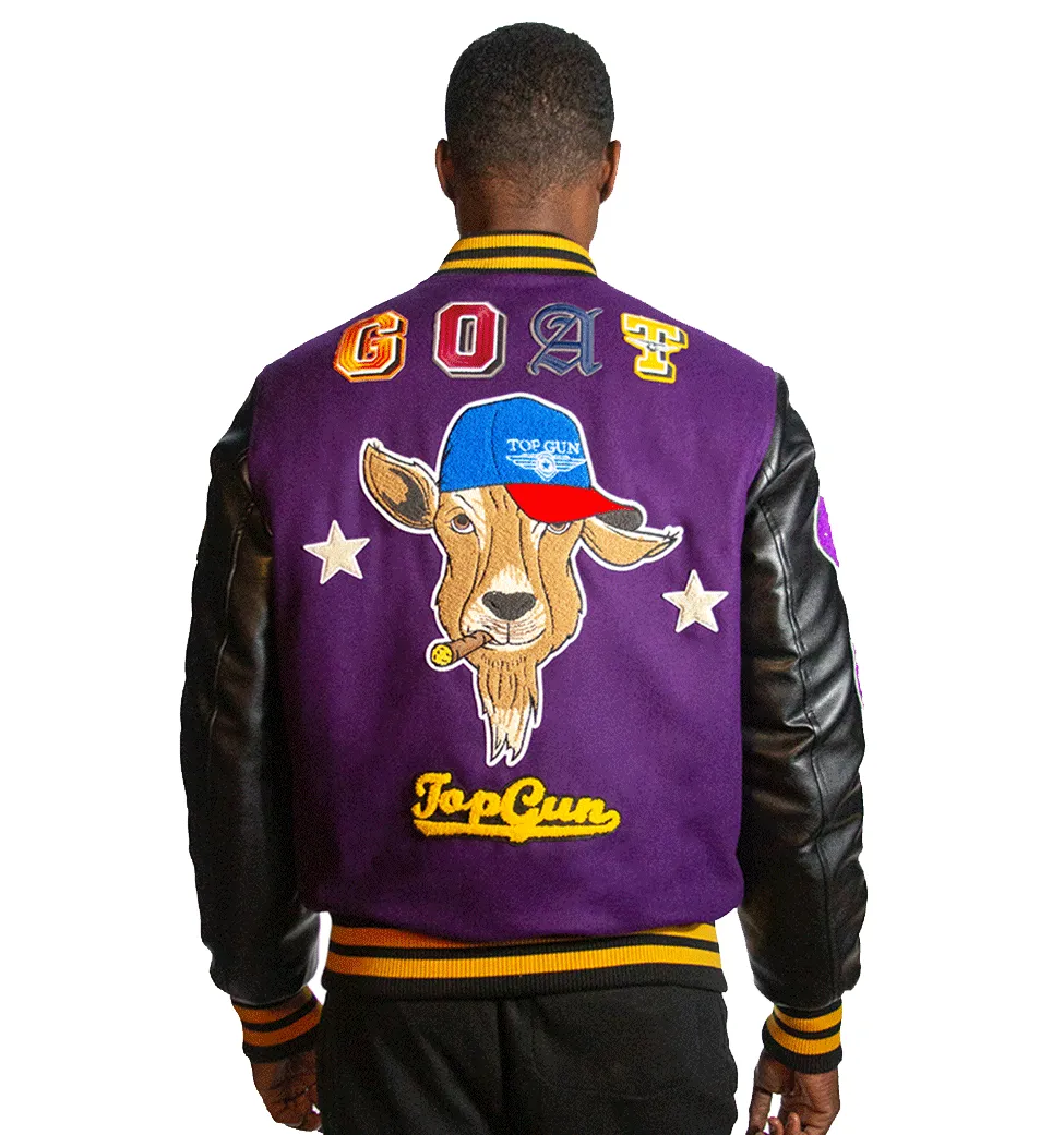 Top Gun GOAT Varsity Jacket Black Purple